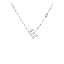 Pavé E Initial Necklace with Satellite Gemstone