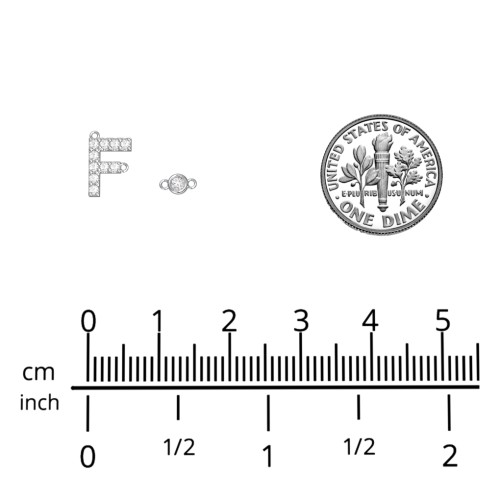 Pavé F Initial Necklace with Satellite Gemstone