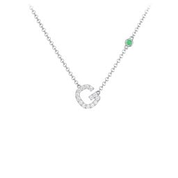 Pavé G Initial Necklace with Satellite Gemstone