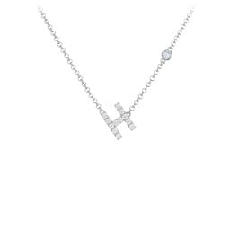Pavé H Initial Necklace with Satellite Gemstone