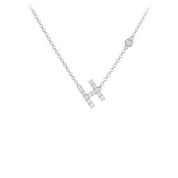Pavé H Initial Necklace with Satellite Gemstone
