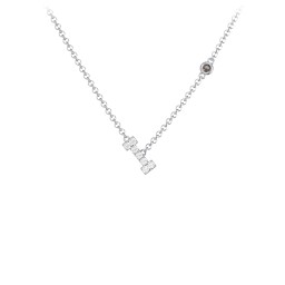 Pavé I Initial Necklace with Satellite Gemstone in 925 Sterling Silver with White Premium Zirconia and Smokey Quartz