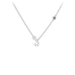 Pavé J Initial Necklace with Satellite Gemstone