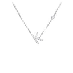 Pavé K Initial Necklace with Satellite Gemstone