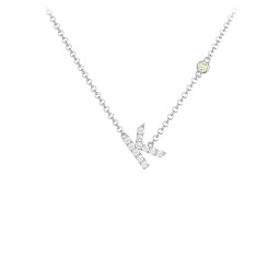 Pavé K Initial Necklace with Satellite Gemstone in 925 Sterling Silver with White Premium Zirconia and Peridot