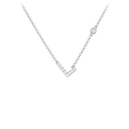 Pavé L Initial Necklace with Satellite Gemstone in 925 Sterling Silver with White Premium Zirconia and Peridot