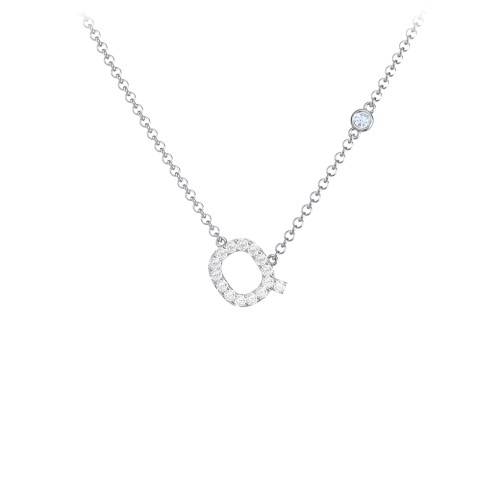 Pavé Q Initial Necklace with Satellite Gemstone
