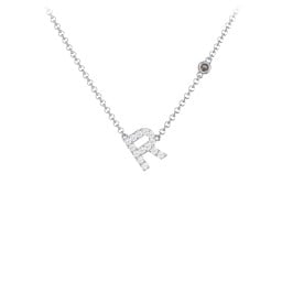 Pavé R Initial Necklace with Satellite Gemstone