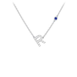 Pavé R Initial Necklace with Satellite Gemstone