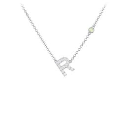 Pavé R Initial Necklace with Satellite Gemstone