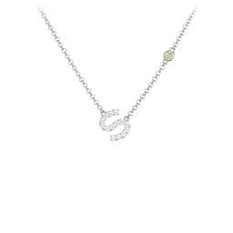 Pavé S Initial Necklace with Satellite Gemstone