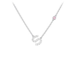 Pavé S Initial Necklace with Satellite Gemstone