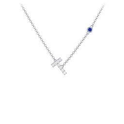 Pavé T Initial Necklace with Satellite Gemstone