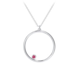 Open Circle Necklace with 1 Birthstone