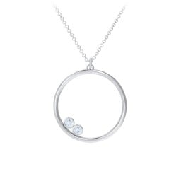 Open Circle Necklace with 2 Birthstones