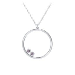 Open Circle Necklace with 2 Birthstones
