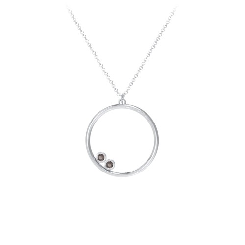 Open Circle Necklace with 2 Birthstones