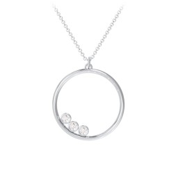 Open Circle Necklace with 3 Birthstones