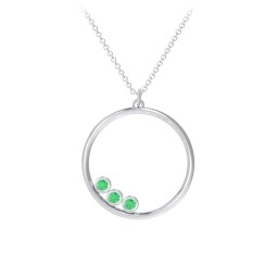Open Circle Necklace with 3 Birthstones