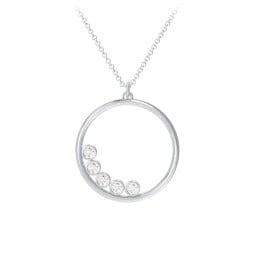 Open Circle Necklace with 5 Birthstones