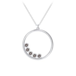 Open Circle Necklace with 5 Birthstones in 925 Sterling Silver with Smokey Quartz
