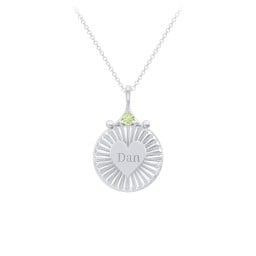 Engravable Sunburst Heart Necklace with Gemstone