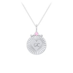Engravable Sunburst Heart Necklace with Gemstone