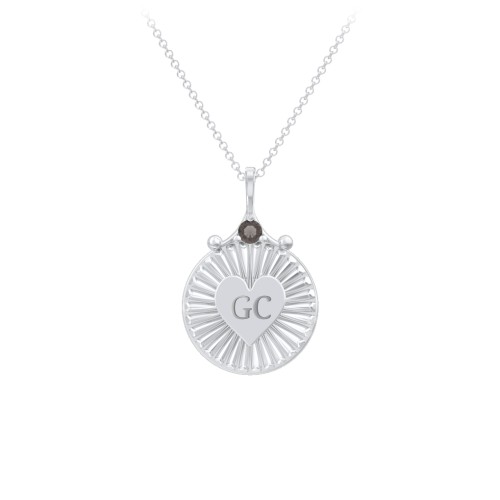 Engravable Sunburst Heart Necklace with Gemstone
