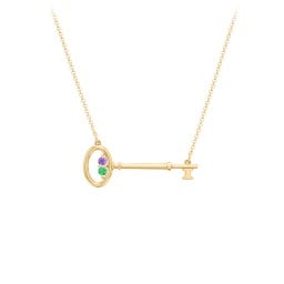 Horizontal Key Necklace with Gemstones