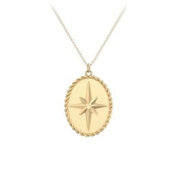Engravable North Star Medallion Necklace with Accent Stone