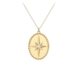 Engravable North Star Medallion Necklace with Accent Stone