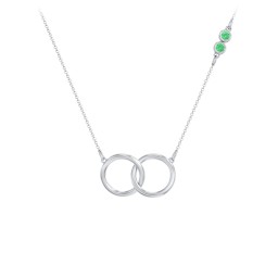 Interlocking Rings Pendant with Bezel Set Gemstones in 925 Sterling Silver with Emerald