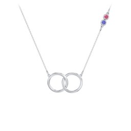 Interlocking Rings Pendant with Bezel Set Gemstones in 925 Sterling Silver with Ruby and Blue Sapphire