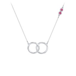 Interlocking Rings Pendant with Bezel Set Gemstones in 925 Sterling Silver with Ruby