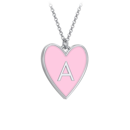 Engravable Initial Cold Enamel Heart Necklace – Sterling Silver