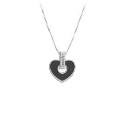 Engravable Black Cold Enamel Heart Pendant