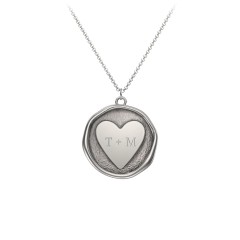 Engravable Heart Wax Seal Medallion Necklace – Sterling Silver