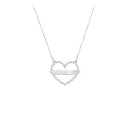Beaded Open Heart Necklace with Engravable Bar