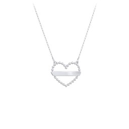 Beaded Open Heart Necklace with Engravable Bar