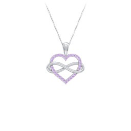 Infinity Wrapped Pave Heart Pendant in 925 Sterling Silver with Amethyst Premium Zirconia
