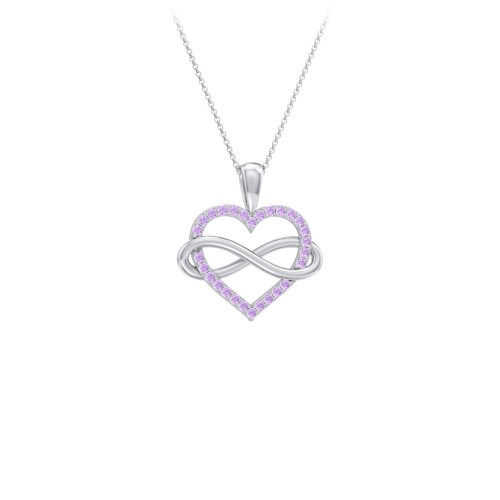 Infinity Wrapped Pave Heart Pendant – Sterling Silver with Amethyst Premium Zirconia