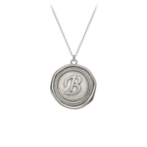 Initial Medallion Necklace - B – Sterling Silver