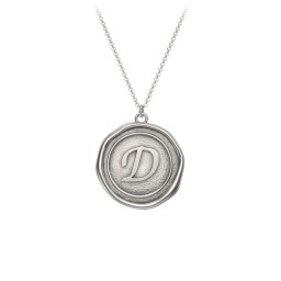 Initial Medallion Necklace - D in 925 Sterling Silver