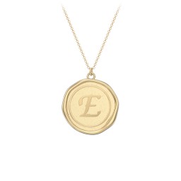 Initial Medallion Necklace - E in 10K Solid Yellow Gold