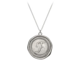Initial Medallion Necklace - F in 925 Sterling Silver