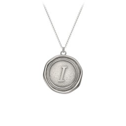 Initial Medallion Necklace - I in 925 Sterling Silver