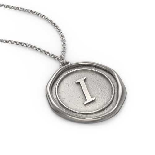 Initial Medallion Necklace - I – Sterling Silver