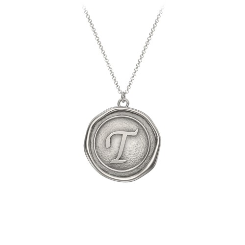 Initial Medallion Necklace - T – Sterling Silver