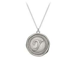 Initial Medallion Necklace - Y in 925 Sterling Silver