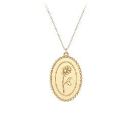 Engravable Rose Medallion Necklace in 10K Solid Yellow Gold